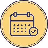 icon for Tax Planning - calendar with small checkmark in corner